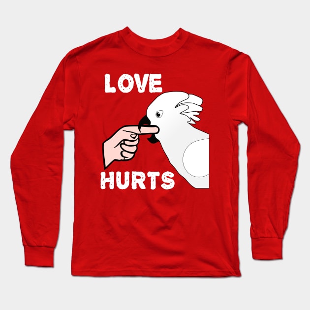 Love Hurts Umbrella Cockatoo Parrot Biting Long Sleeve T-Shirt by Einstein Parrot